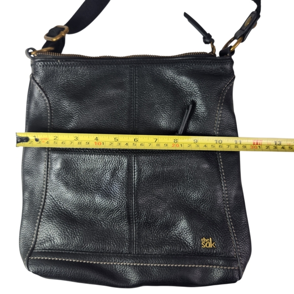 THE SAK Iris Black Pebbled Leather Adjustable Crossbody Purse Shoulder Bag Purse - Picture 12 of 16